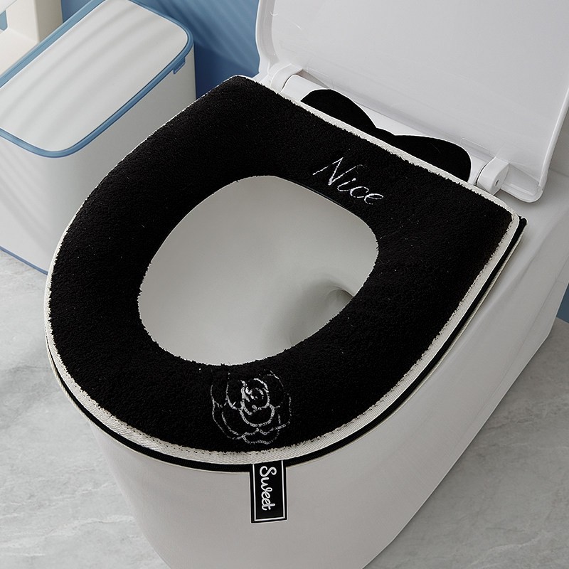 轻奢黑马桶垫坐垫马桶圈马桶套加厚柔软亲肤马桶贴马桶座圈坐便垫