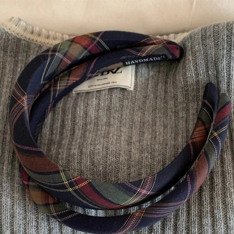 复古英伦风发箍格纹布料