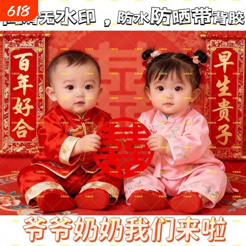 婚房备孕自带背胶龙凤宝贝装饰画