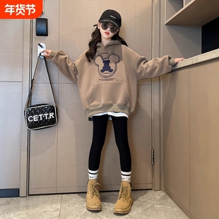 女童卫衣加绒秋冬款2025新款初中生女孩冬季衣服儿童冬装洋气上衣