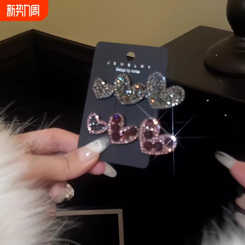 韩国复古水钻bb夹女生气质刘海夹碎发夹满钻蝴蝶结小香风侧边夹