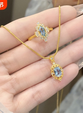 小红书同款镂空蕾丝锆石戒指项链女时尚精致高级感锁骨链婚礼刻字