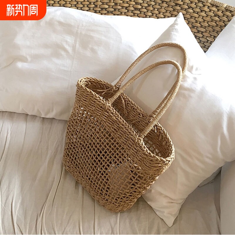 ins2026新款草编包藤编包沙滩夏天度假手提单肩手工编织女包收
