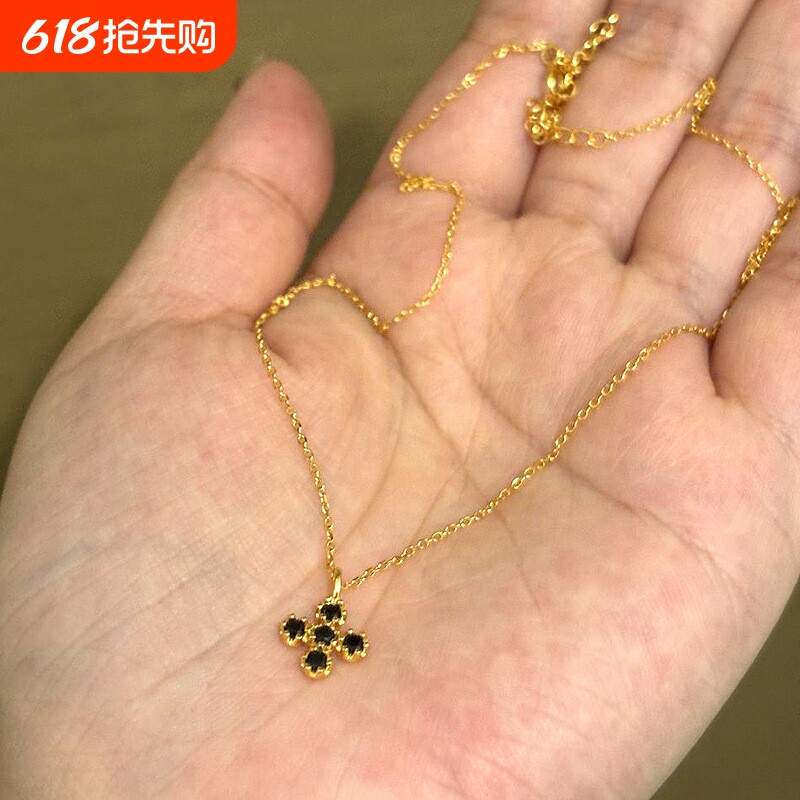 细链条锆石十字架吊坠项链简约高级感百搭叠戴锁骨链饰品清新优雅
