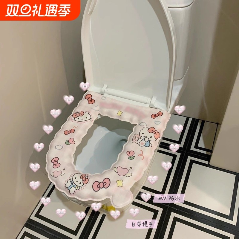 新款kt猫马桶垫可爱防水粘贴式坐垫四季通用eva马桶垫厕所坐垫