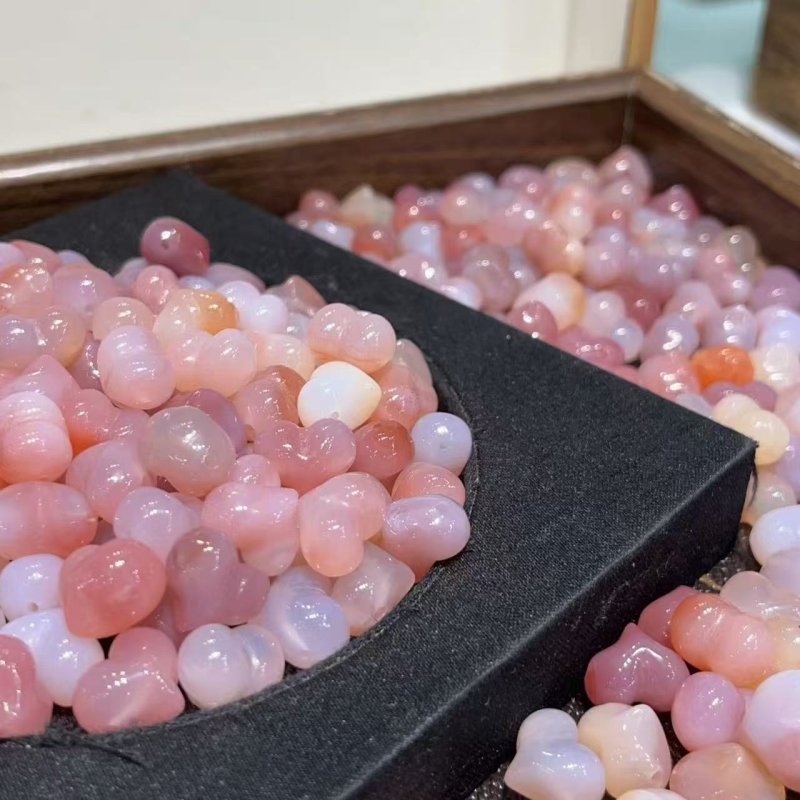 粉糯屁桃爱心手串散珠圆珠配件渐变批发diy手工编织手绳项链琉璃