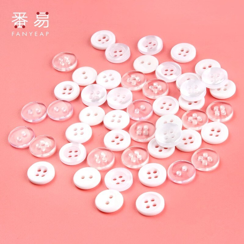 纽扣/衬衫A1pf0-百搭男女圆形衣服袖口上衣配件白色珠光