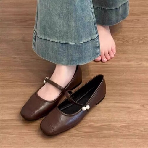 意尔康心选粗跟法式玛丽珍休闲女鞋子2025春季复古英伦玛丽珍鞋
