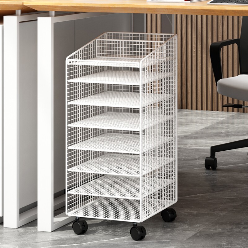 桌下置物架落地办公桌下多层可移动文件收纳架大桌面书架分层带轮