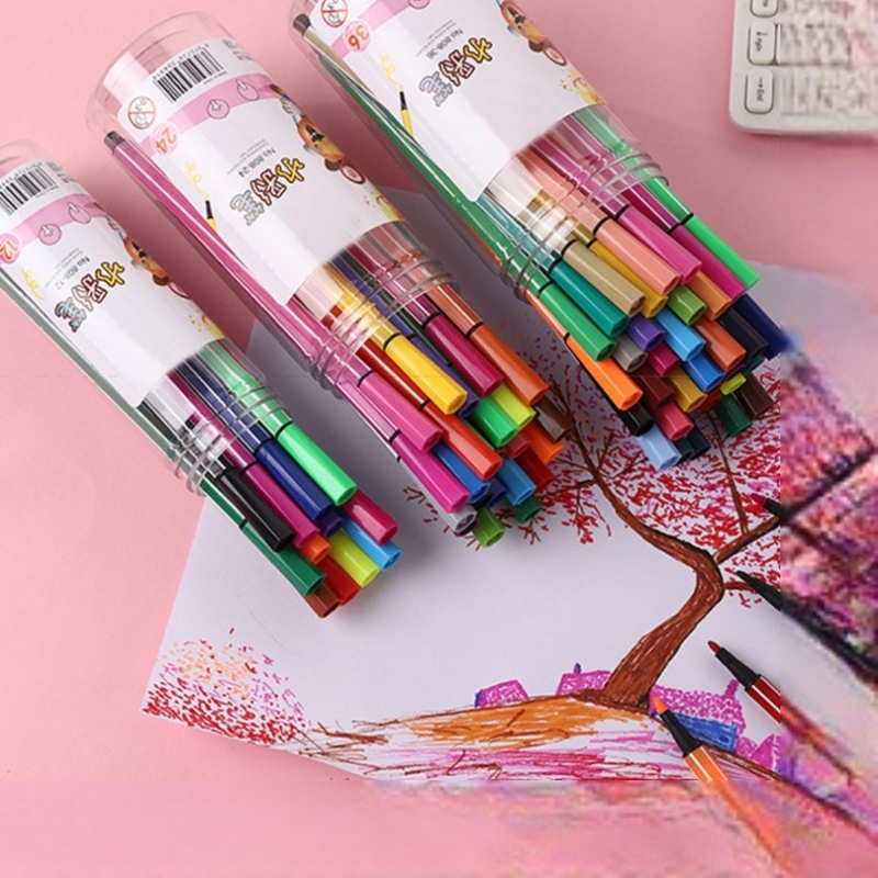 水彩笔儿童可水洗无毒小学生专用24色幼儿园宝宝画画12色36色18色美术涂色彩色笔可洗不脏手画