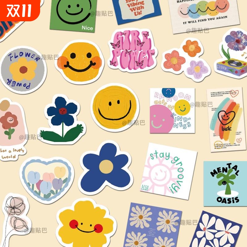 270张韩式涂鸦贴纸diy手账diy