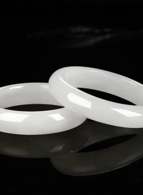 脂白和田白玉老料戈壁玉羊级新疆玉手镯旺夫真玉石镯子气质少女镯