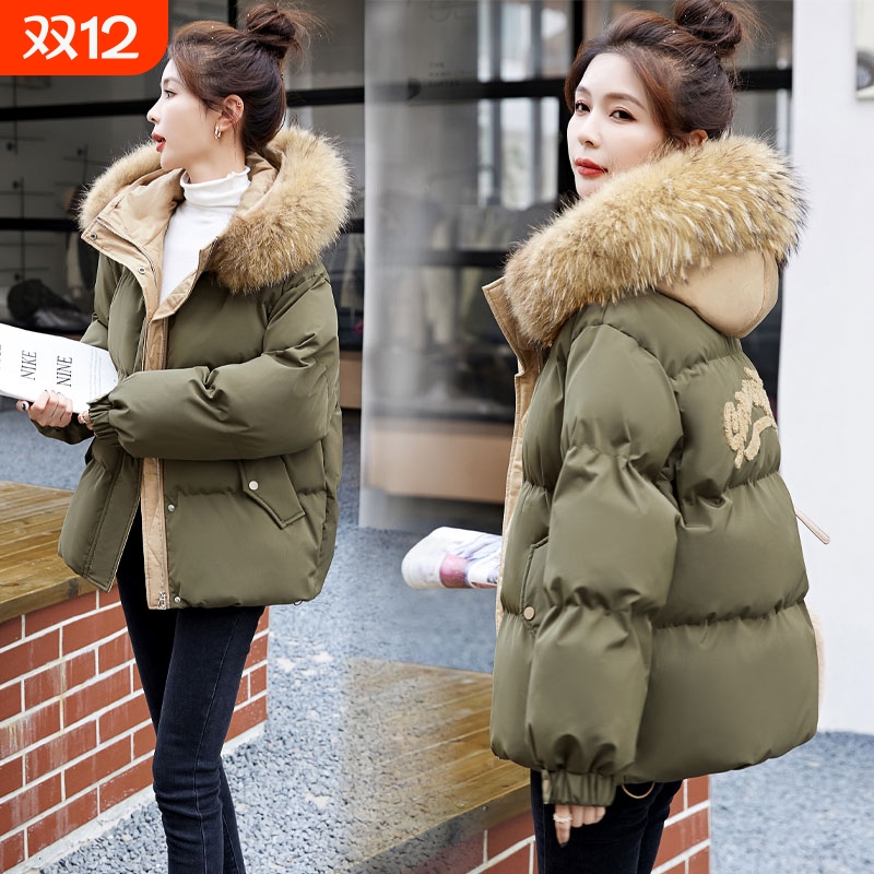 户外冬季羽绒服女2025年新款今年爆款连帽短款小个子大袄大毛领厚