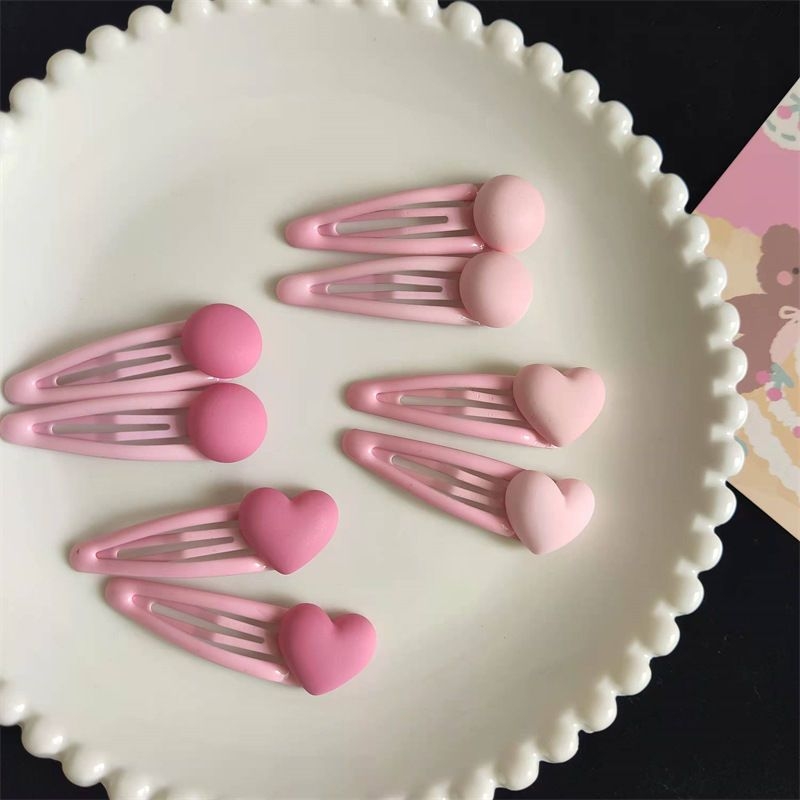 可爱圆球磨砂简约发卡甜美侧边夹粉色前额ins百搭碎发夹发饰2025