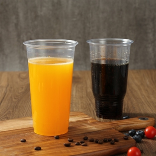 107口径冷饮杯 一次性咖啡杯奶茶杯果汁透明加厚杯子美式冻柠茶商