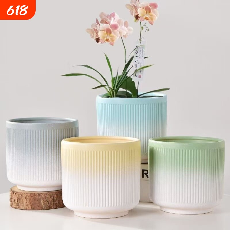 【超值四个】花盆陶瓷大号送托盘