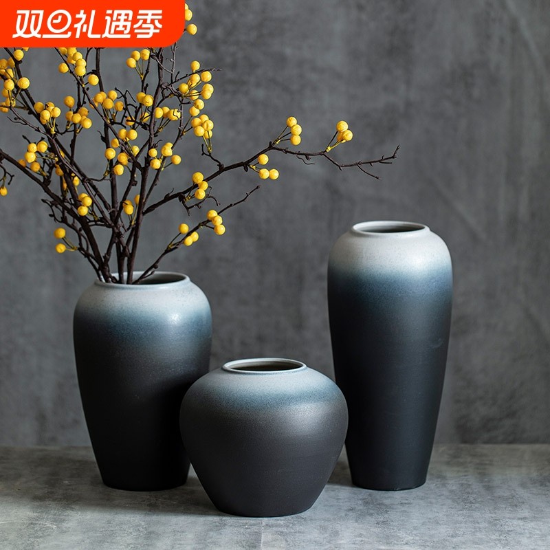 景德镇新中式复古陶瓷花瓶家居客厅花器摆件餐厅水培插干花装饰品