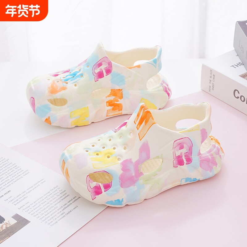 女童凉鞋儿童洞洞鞋夏季2025软底防滑新款中大童女孩沙滩拖鞋防臭