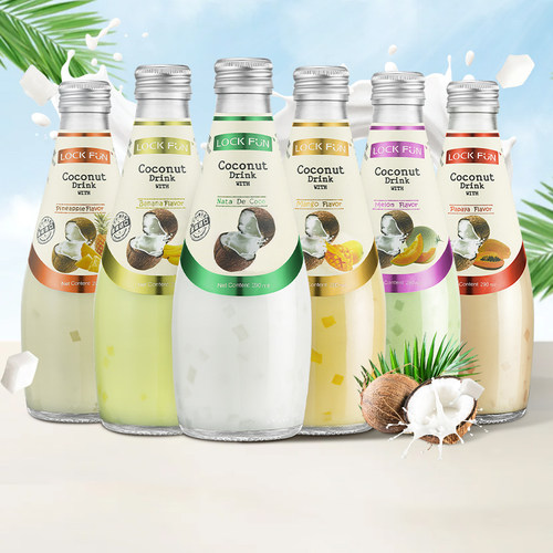 泰国进口乐可芬Lockfun椰子汁饮料290ml*5瓶多规格果味含椰果饮品