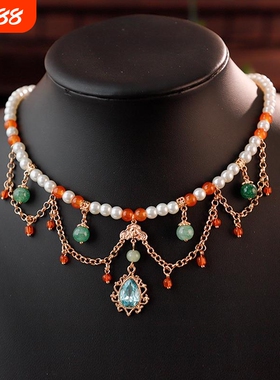 唐风百搭气质典雅项链软璎珞汉服配饰珍珠项链复古宫廷手工文艺