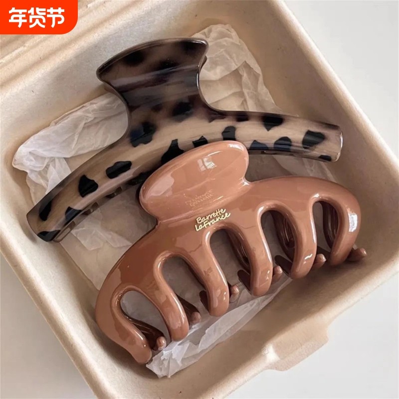 秋冬焦糖巧克力抓夹大号龙骨鲨鱼夹韩系个性豹纹波点发抓发夹百搭,饰品/流行首饰/时尚饰品新,发饰,淘宝优惠券,粉丝福利购,淘宝优惠卷