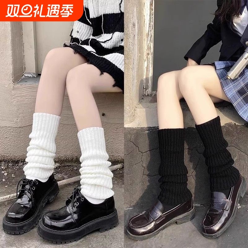 白色JK堆堆袜套日系女针织袜子小腿袜少女百搭穿搭腿套保暖中筒袜
