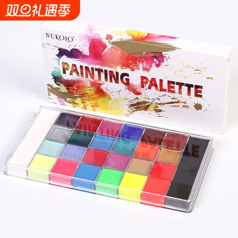 26色万圣节油彩人体彩绘颜料舞台彩妆脸彩戏剧化妆膏批发珠光扇形油