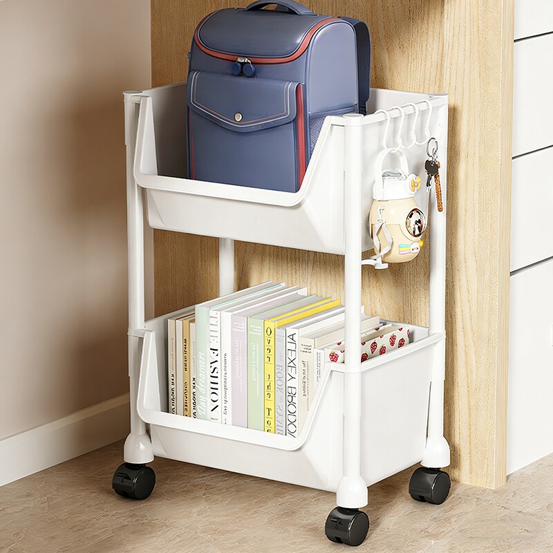 书包置物架宿舍小推车移动桌下多层收纳架落地零食玩具书架子书桌