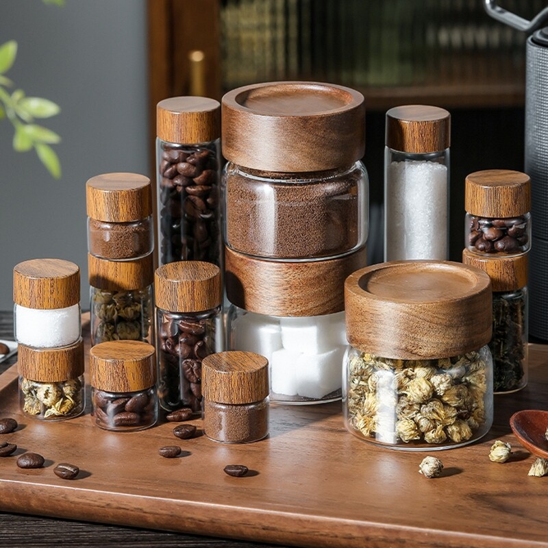 茶叶密封罐玻璃迷你便携食品级咖啡粉保存罐小号咖啡豆分装储存罐