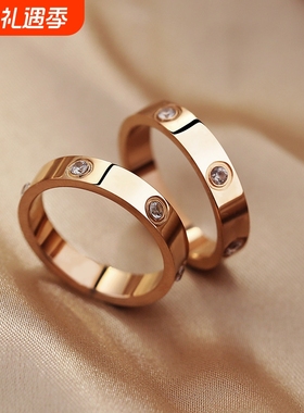 网红Love轻奢高级钛钢不掉色戒指女小众设计ins情侣潮冷淡风指环