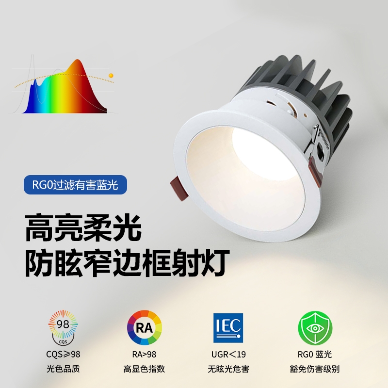 全光谱窄边射灯家用嵌入式