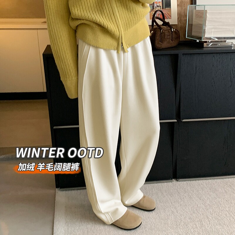 白色大码弯刀裤休闲运动加绒卫裤镰刀裤子女秋冬2026年运动梧桐裤
