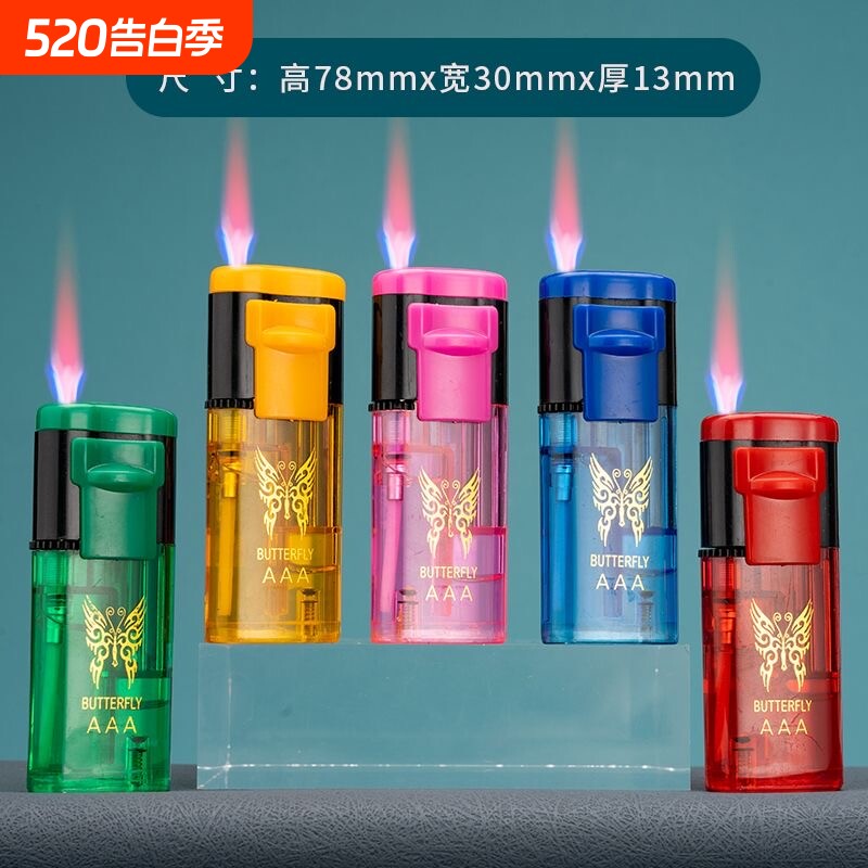 防风打火机翻盖充气铜芯透明塑料点火器一次性商超批发火机家用