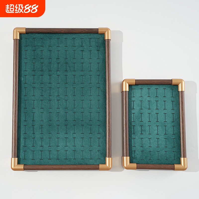 新款戒指展示盘高级感胡桃木纹组合托盘耳环耳钉收纳展示托盘批发图片