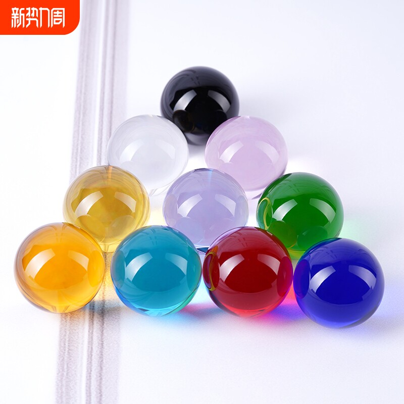弹珠彩色玻璃珠子儿童装饰摆件透明红白黄蓝绿紫粉黑色实心水晶球
