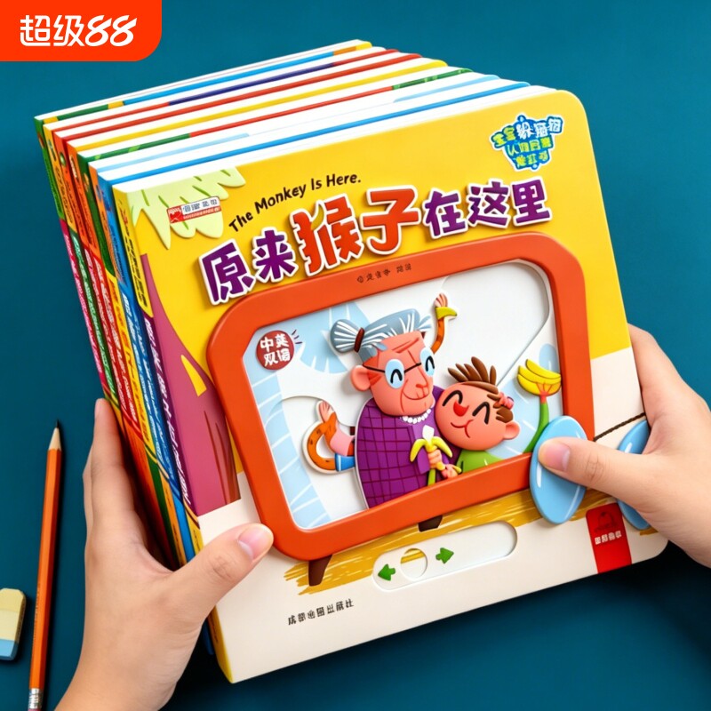 儿童启蒙洞洞书幼儿园中英双语硬壳绘本0-3到6岁宝宝早教书益智玩具游戏立体机关书认知卡片训练捉迷藏地图专注力阅读互动有趣能力