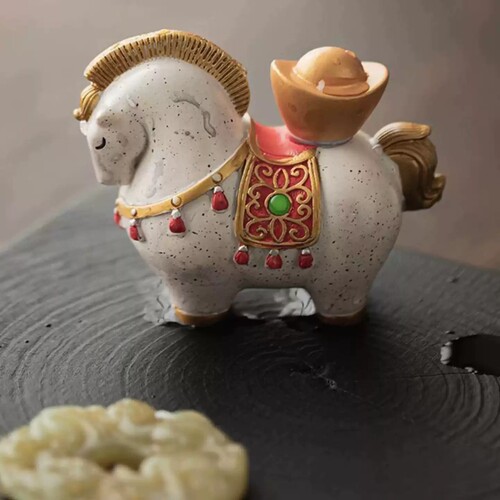 GL·We·唐马中式树脂变色茶宠马上有钱喝茶精品复古摆件茶桌精致