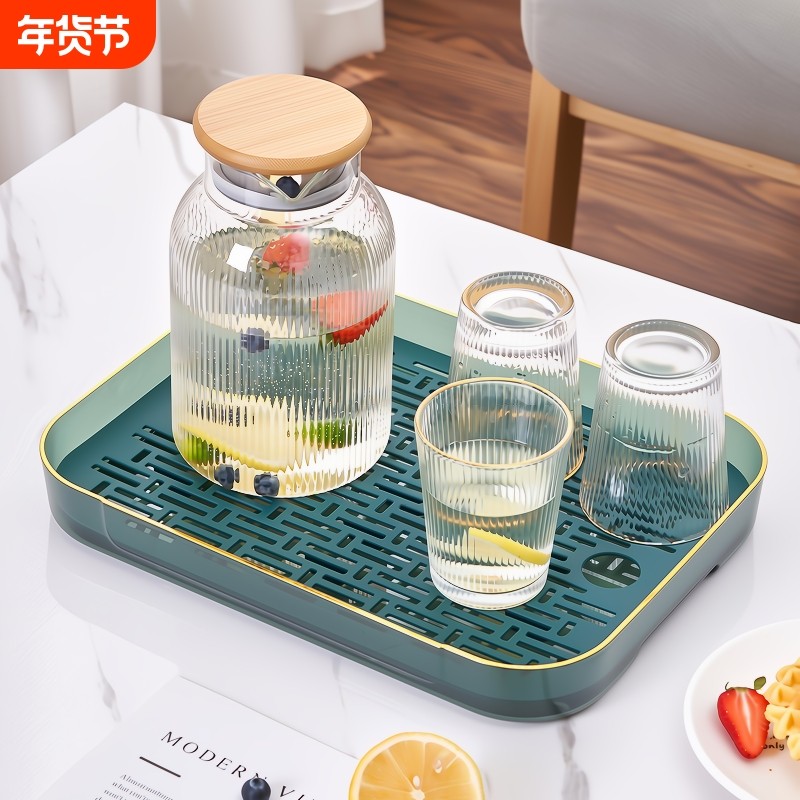 茶盘沥水家用放茶杯茶具杯子水杯客厅双层收纳托盘长方形杯架干泡,餐饮具,茶盘,淘宝优惠券,粉丝福利购,淘宝优惠卷