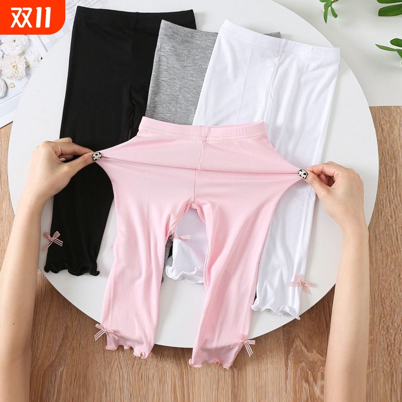 女童打底裤薄款7分裤韩版洋气外穿9宝宝九分裤夏天七分裤安全婴幼