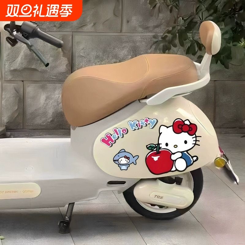 卡通KT猫划痕贴纸遮挡摩托贴画汽车电动车可爱装饰防水无痕车贴纸
