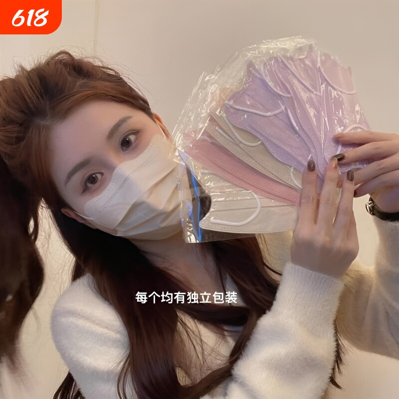 口罩独立包装一次性蝶形薄款女高颜值ins显瘦小V脸云朵波浪形透气