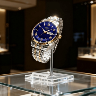 名牌全自动非机械表 正品 男款 手表钢带商务防水石英腕表高级感男士