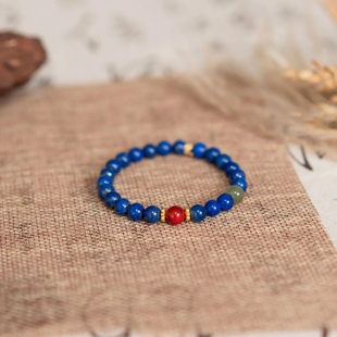 国风原创设计纯天然青金石南红手串手串小众nis风手链 靛霞意