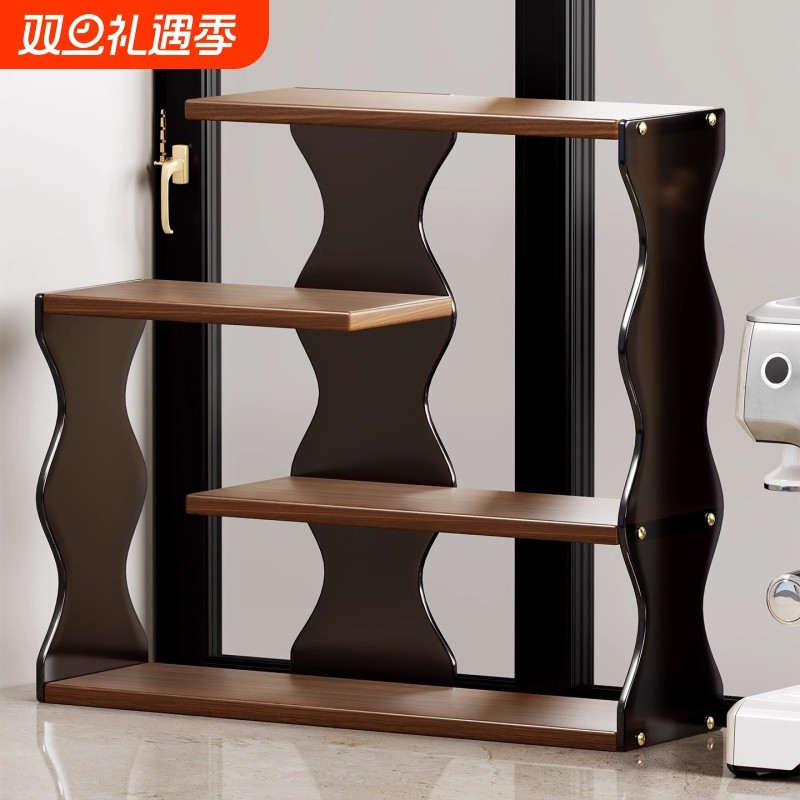 亚克力杯架桌面置物架台面复古波纹多层杯子咖啡收纳架开放式水壶