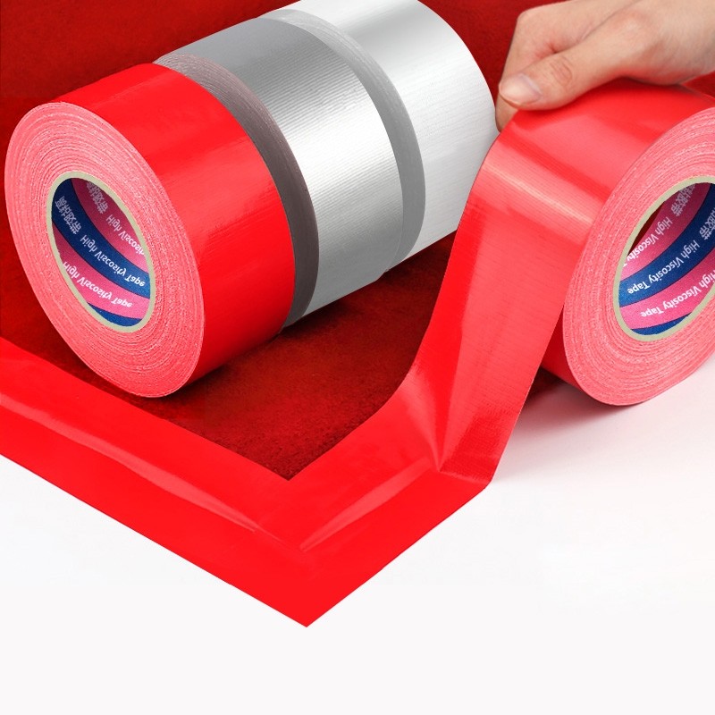 单面布基胶带加宽强力高粘红银白胶布50膜装修遮蔽防风货车篷布帆布
