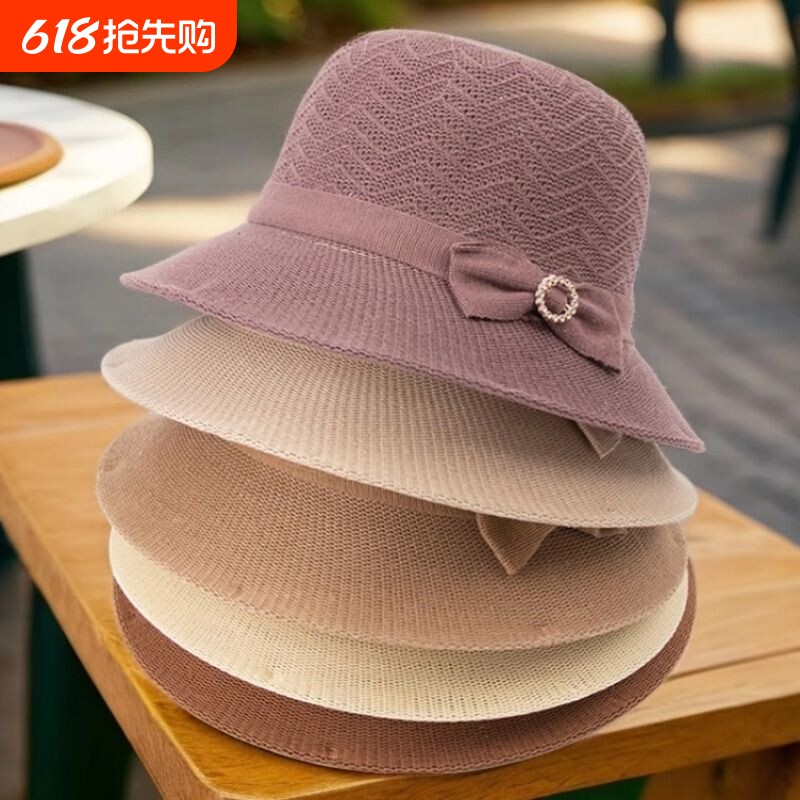 春夏天老人帽子女奶奶盆帽妈妈渔夫帽薄中老年人遮阳凉帽防风大檐