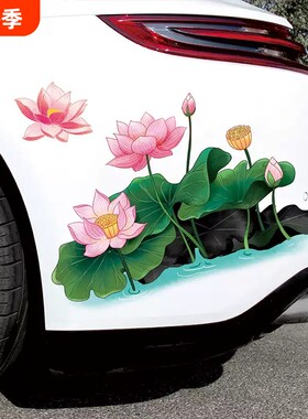 莲花图案贴画大面积遮划痕花朵