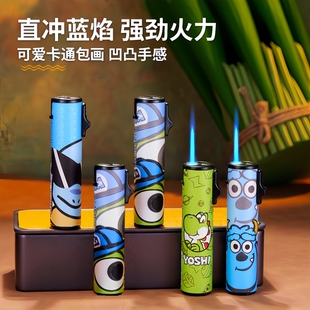打火机防风金属圆柱防爆耐用可充气一次性可爱卡通包画商超批发