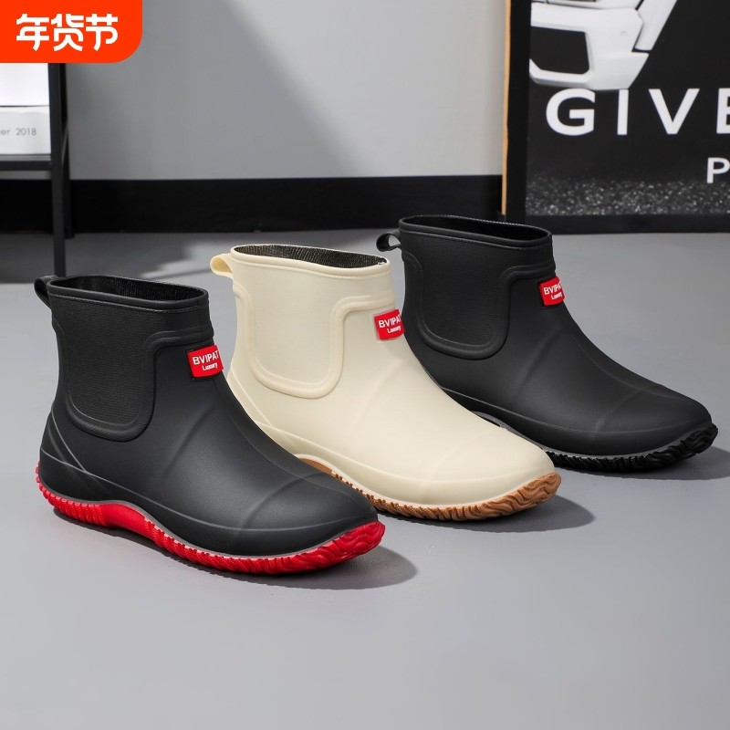 雨鞋雨靴加厚男士短筒防滑时尚防水水鞋水靴加绒保暖女士厨房胶鞋