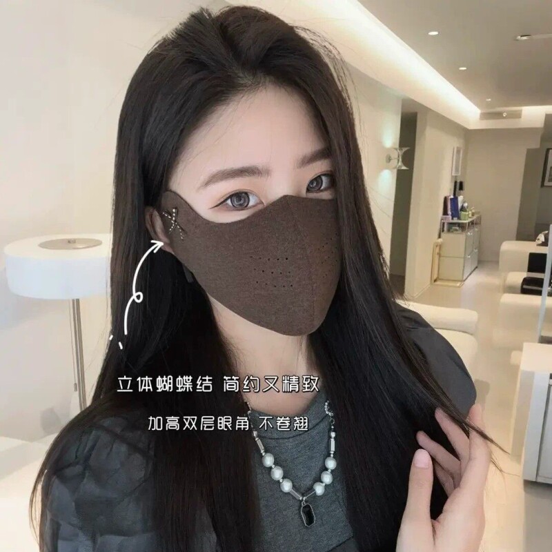 秋冬薄绒保暖口罩女高颜值骑行防风防寒面罩修容针织多规格